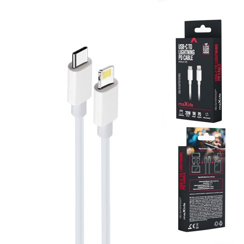 Maxlife MXUC-05 USB-C - Lightning кабел 2.0 m 20W бял