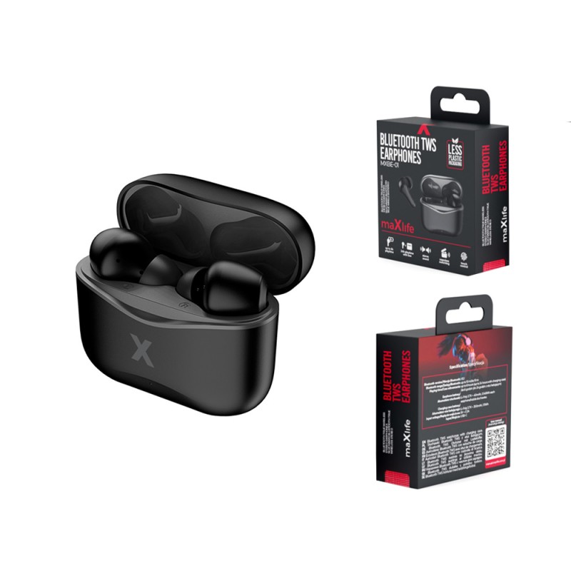 Maxlife BT слушалки MXBE-01 TWS черни тип тапи