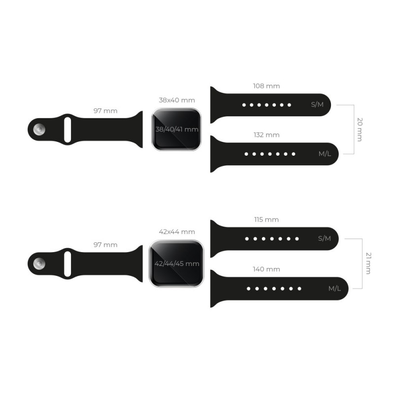 Силиконова каишка S / M за Apple Watch 38 / 40 / 41mm черна