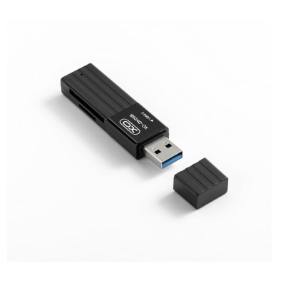 XO четец за карти 2в1 DK05B USB 3.0 черен