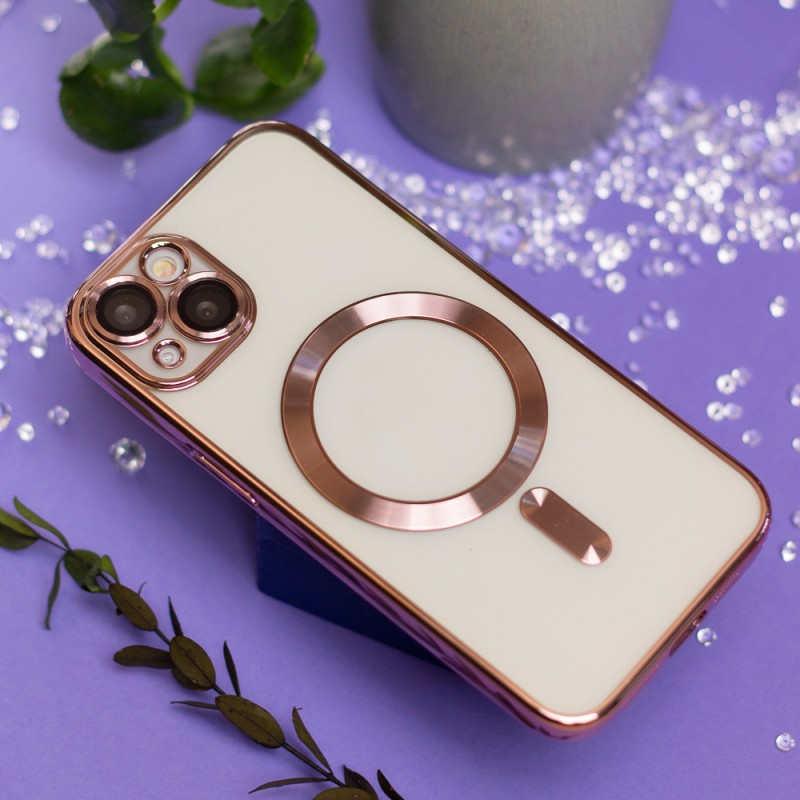 Цветно покритие Chrome Mag за iPhone 17 Pro 6.3" розов и златен отворен пръстен