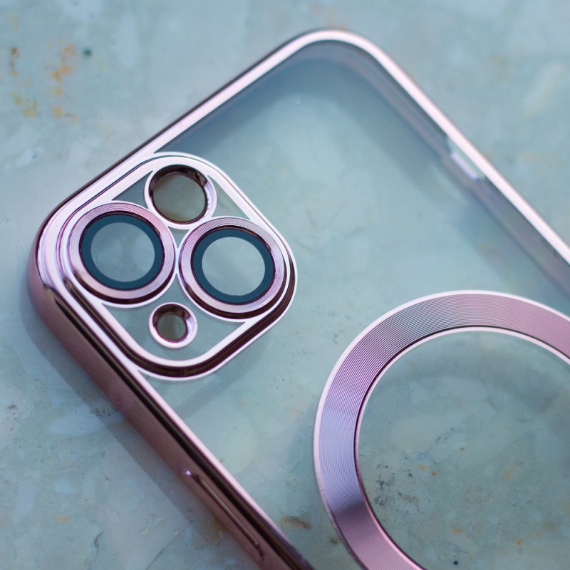 Цветно покритие Chrome Mag за iPhone 17 Pro 6.3" розов и златен отворен пръстен