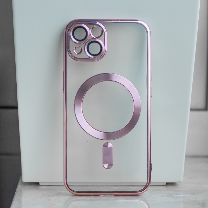 Цветно покритие Chrome Mag за iPhone 17 Pro 6.3" розов и златен отворен пръстен