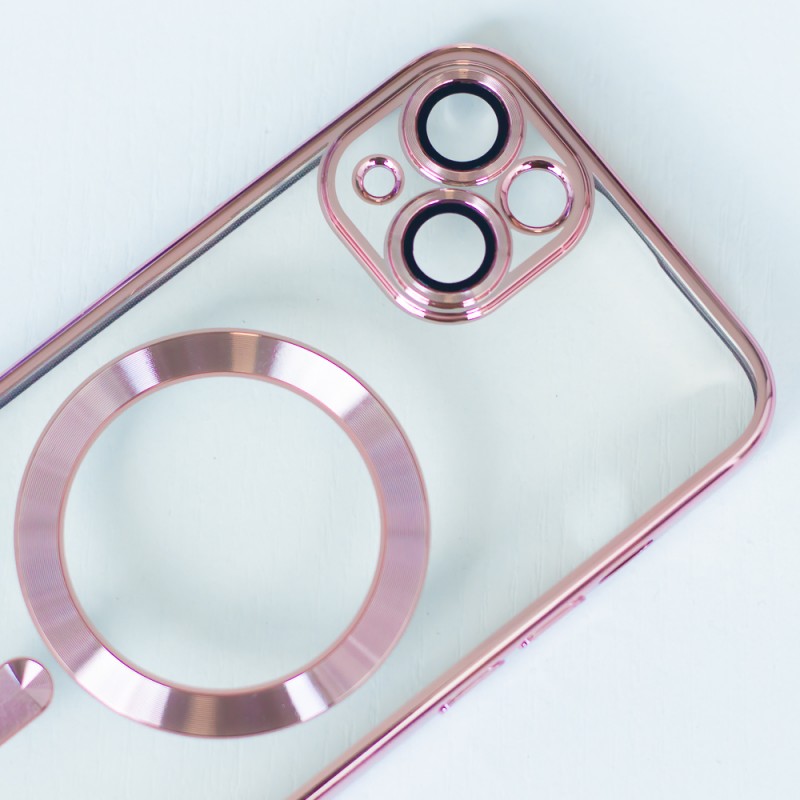 Цветно покритие Chrome Mag за iPhone 17 Pro 6.3" розов и златен отворен пръстен