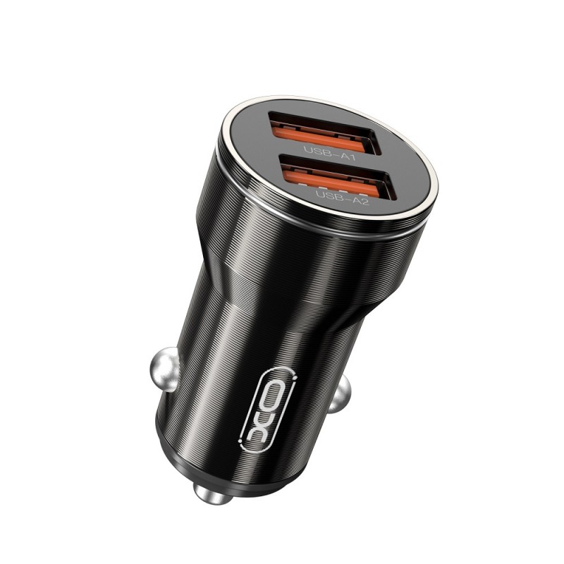 XO автомобилно зарядно CC48 2x USB 2,4A черно + USB-C кабел