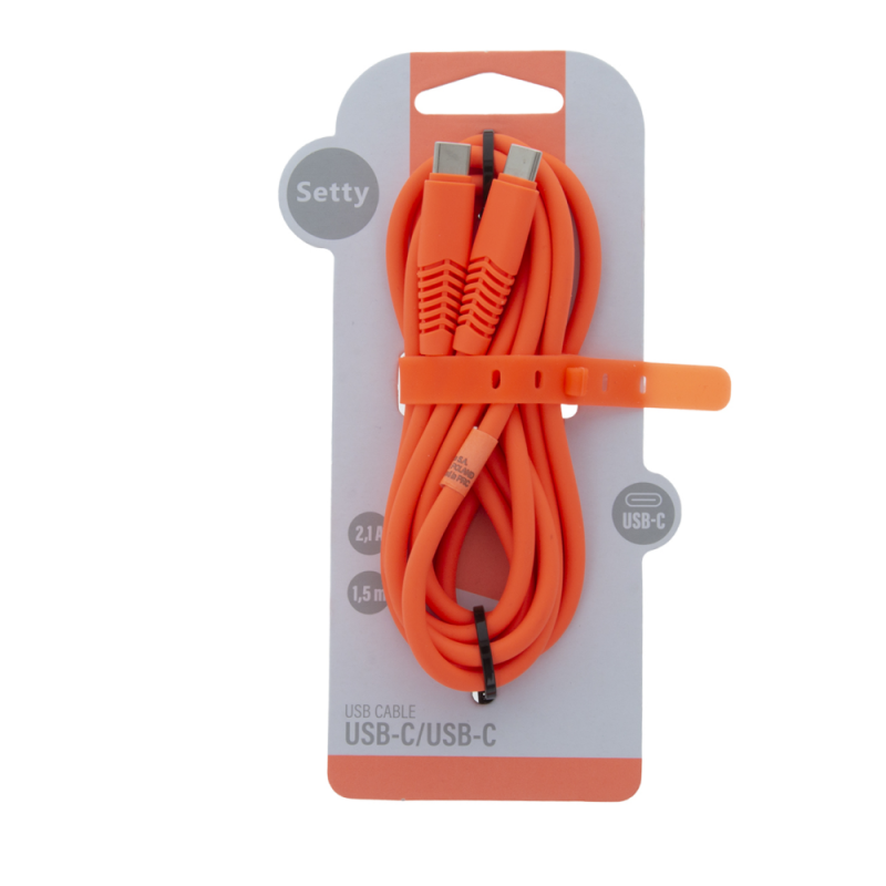 Setty USB-C - USB-C кабел 1.5m 2.1A KSC-C-1.5210 оранжев