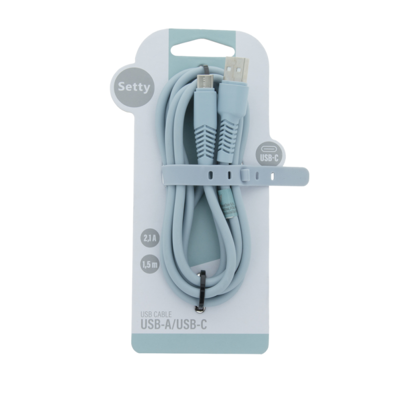 Setty USB - USB-C кабел 1.5 m 2.1A KSA-C-1.523 син