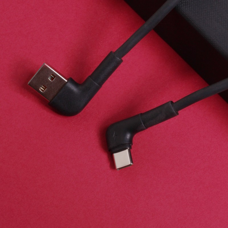 Maxlife MXUC-09 USB - USB-C ъглов кабел 1.0 m 3A черен