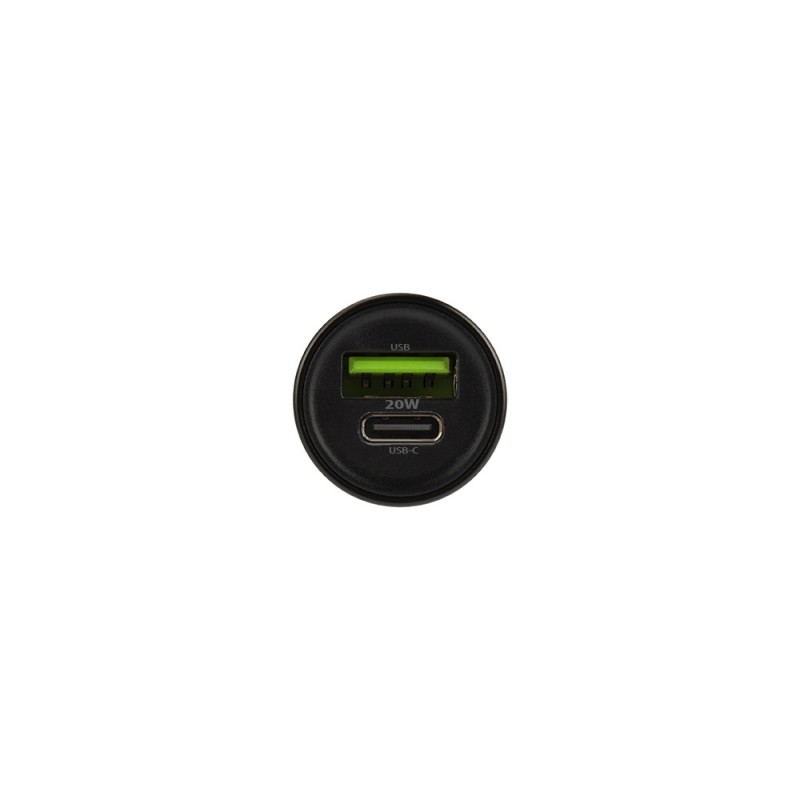 Maxlife зарядно за кола PD QC MXCC-04 1x USB-C 1x USB 20W черно + USB-C - Lightning 27W кабел