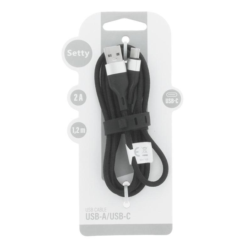 Setty USB - USB-C кабел 1.2 m 2A KNA-C-1.221 черен