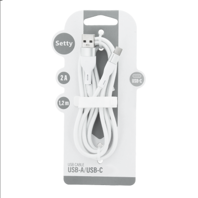 Setty USB - USB-C кабел 1.2 m 2A KSA-C-1.220 бял