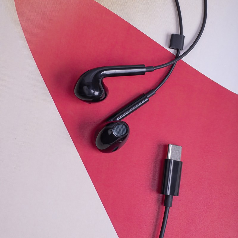 Кабелни слушалки за поставяне в ушите Maxlife MXEP-04 USB-C, черни