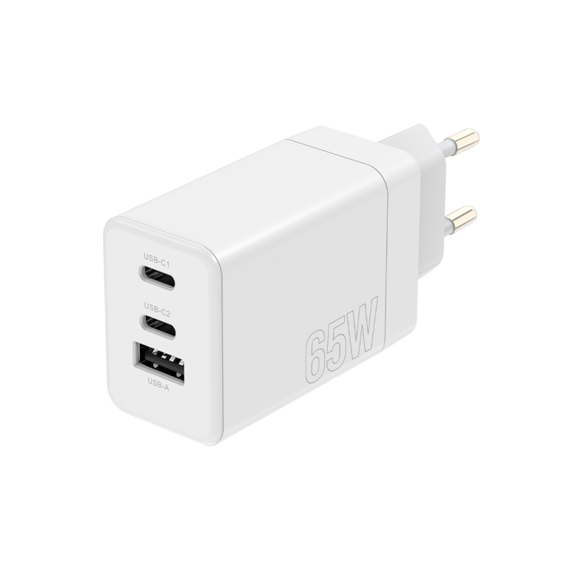 Maxlife PD QC MXTC-08-65ACC мрежово зарядно 2x USB-C 1x USB 65W бяло