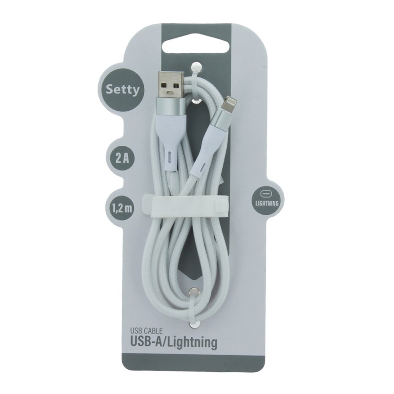Setty USB - Lightning кабел 1.2 m 2A KNA-L-1.220 бял