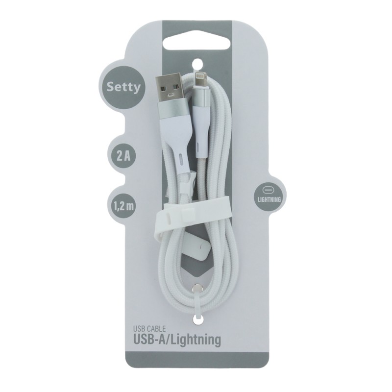 Setty USB - Lightning кабел 1.2 m 2A KNA-L-1.220 бял