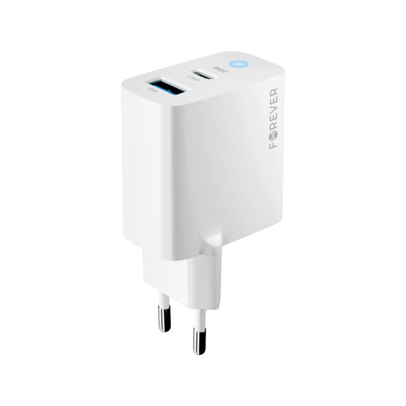 Forever ładowarka sieciowa PD QC TC-06-20AC 1x USB-C 1x USB 20W biała