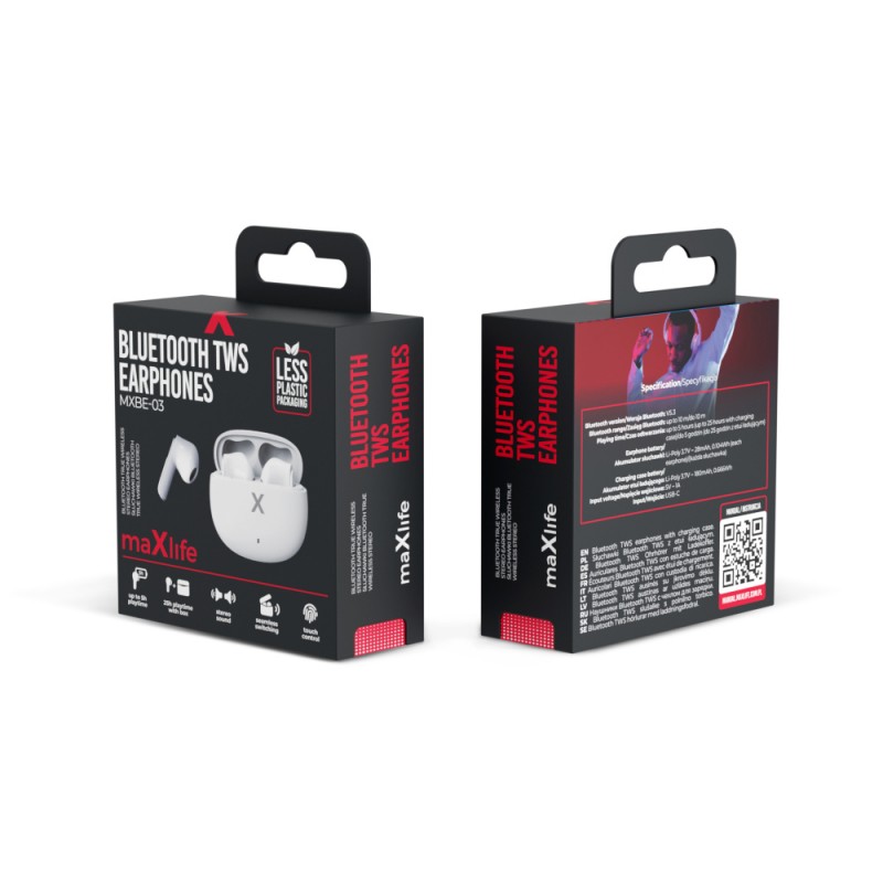 Maxlife MXBE-03 TWS BT слушалки бели за поставяне в ушите