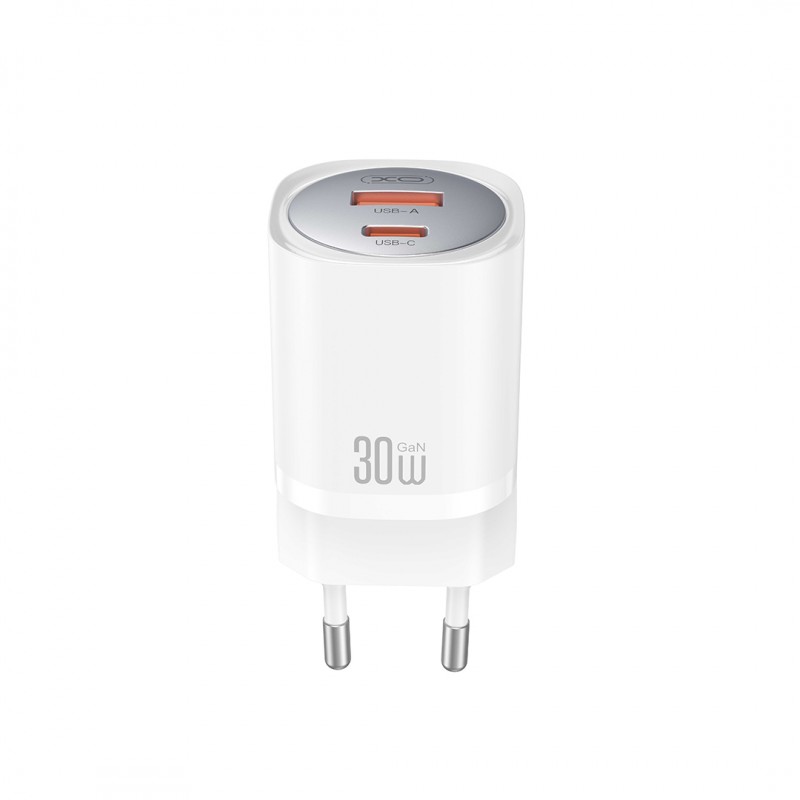 XO мрежово зарядно CE21 PD 30W 1x USB-C 1x USB бяло