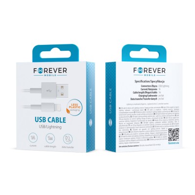Forever USB - Lightning кабел 1.0 m 1A бял