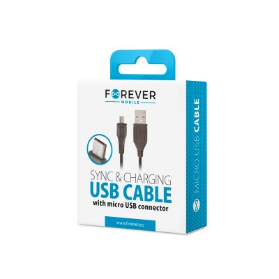 Forever кабел USB - microUSB 1,0 m 1A черен