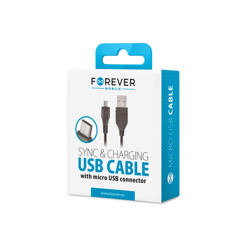 Forever кабел USB - microUSB 1,0 m 1A черен