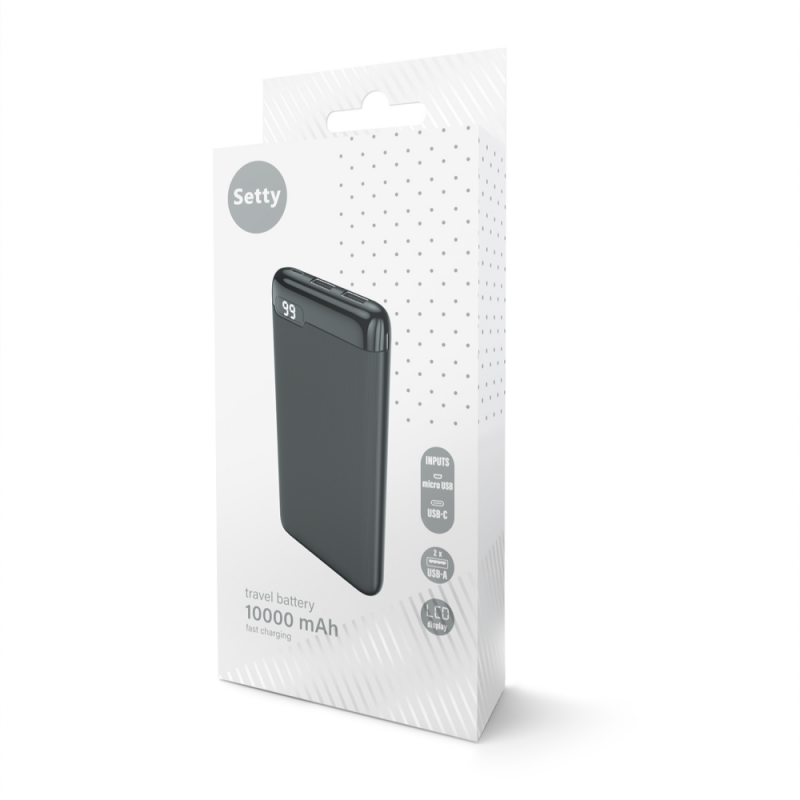 Setty power bank 10000 mAh LCD SPBL-10 черен