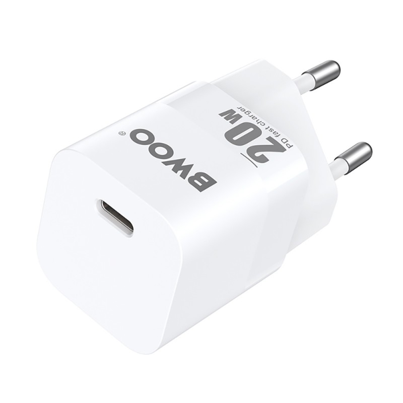 BWOO мрежово зарядно PD CDA155 USB-C 20W бяло