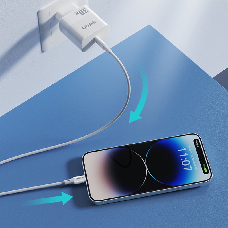 BWOO кабел USB-C - Lightning 1m 27W ABS + TPE X283 C-L бял