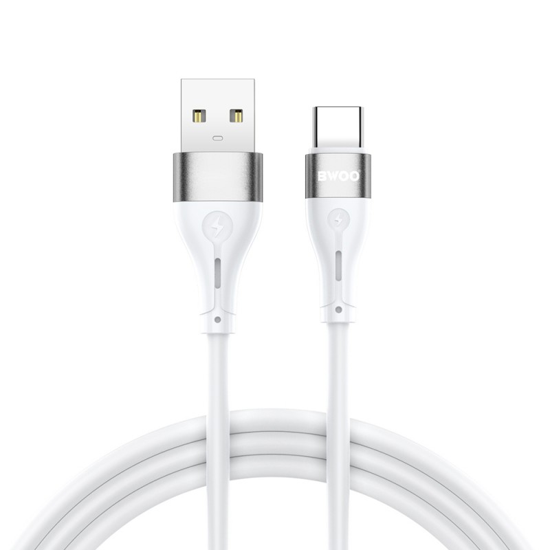 BWOO кабел USB - USB-C 1m 3A Minimalist Silicone бял X280C