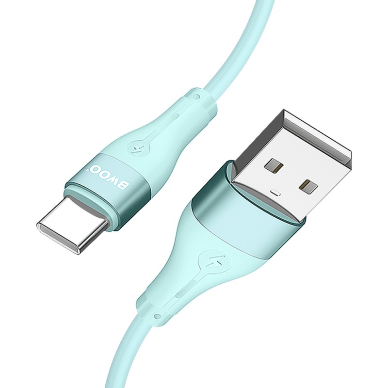 BWOO кабел USB - USB-C 1m 3A Minimalist Silicone зелен X280C