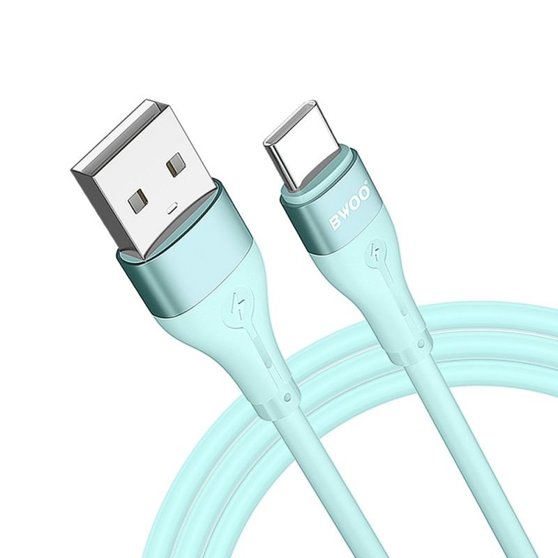 BWOO кабел USB - USB-C 1m 3A Minimalist Silicone зелен X280C