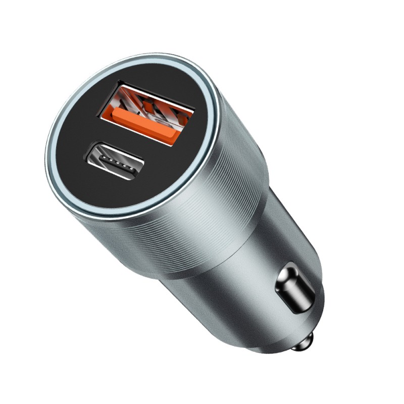 Зарядно за автомобил BWOO PD BO-CC73 1x USB-C 1x USB 38W сребристо