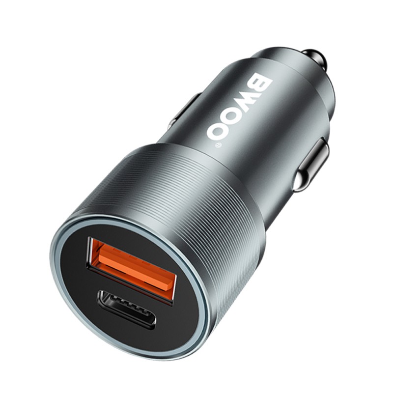 Зарядно за автомобил BWOO PD BO-CC73 1x USB-C 1x USB 38W сребристо