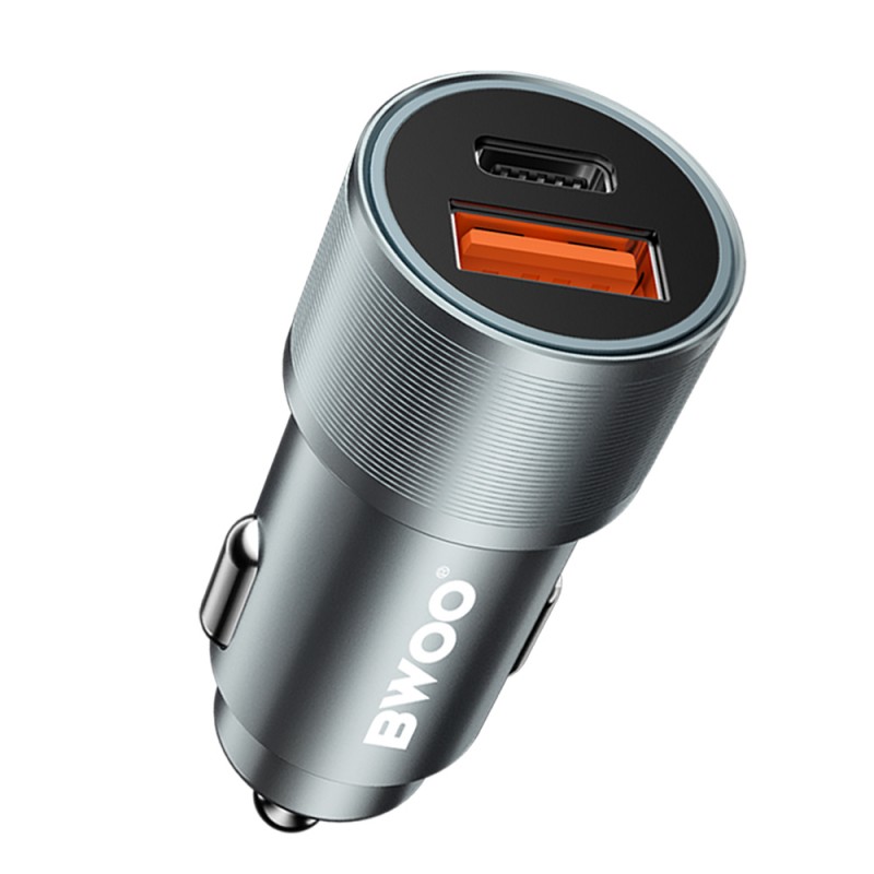Зарядно за автомобил BWOO PD BO-CC73 1x USB-C 1x USB 38W сребристо