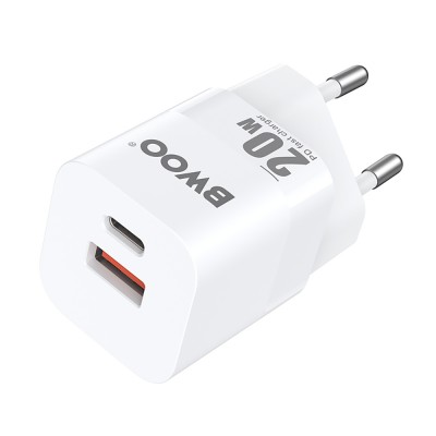 BWOO мрежово зарядно PD CDA156 1x USB-C 1x USB 20W бяло