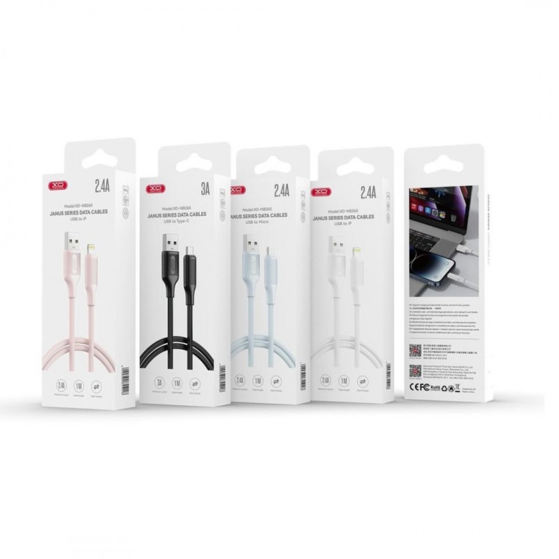 XO кабел NB265 USB - Lightning 1,0m 2,4A розов