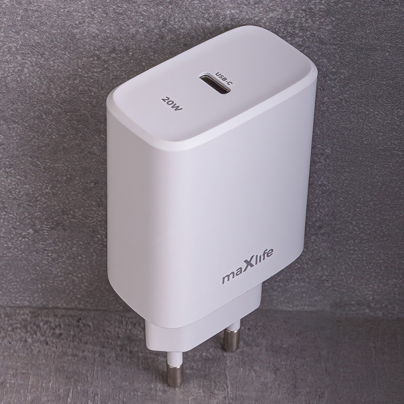Maxlife PD QC MXTC-10-20C мрежово зарядно 1x USB-C 20W бяло