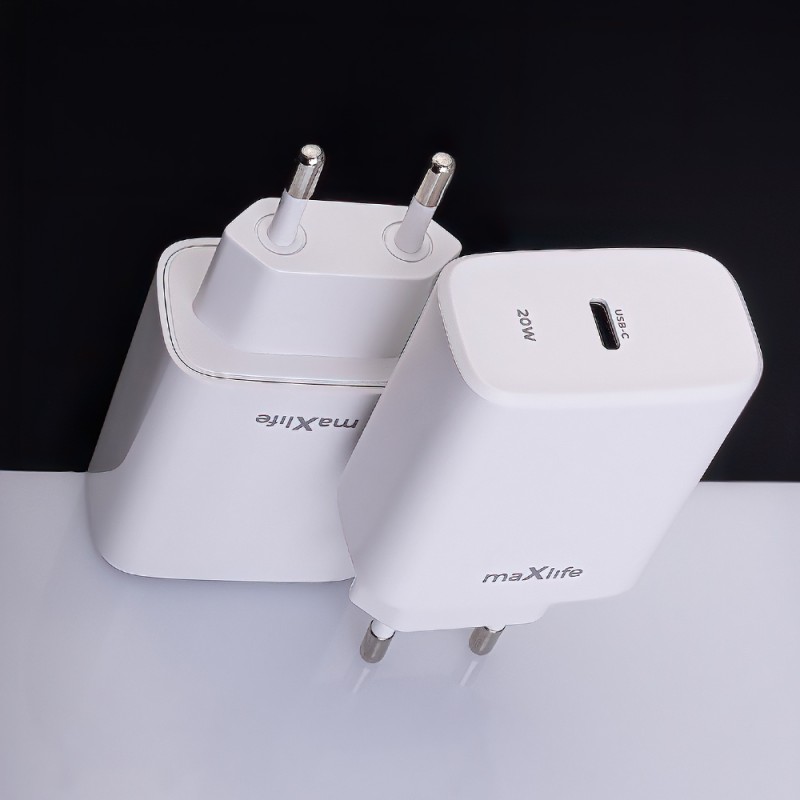 Maxlife PD QC MXTC-10-20C мрежово зарядно 1x USB-C 20W бяло