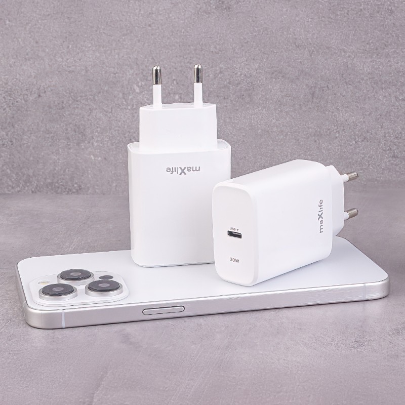 Maxlife PD QC MXTC-10-20C мрежово зарядно 1x USB-C 20W бяло