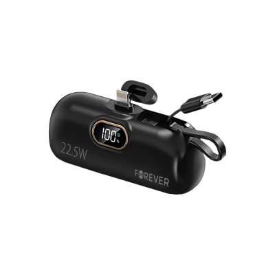 Forever mini power bank MTB-100 22.5W 5000 mAh Светкавично черен