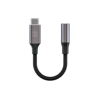 Аудио адаптер Forever AJC-01 3.5 мм жак - USB-C черен