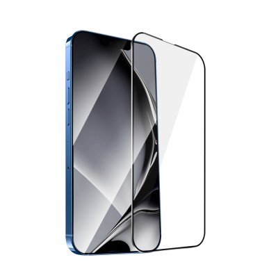 Закалено стъкло с метална рамка за iPhone 13 Pro Max 6.7" / 14 6.7" Плюс черна рамка