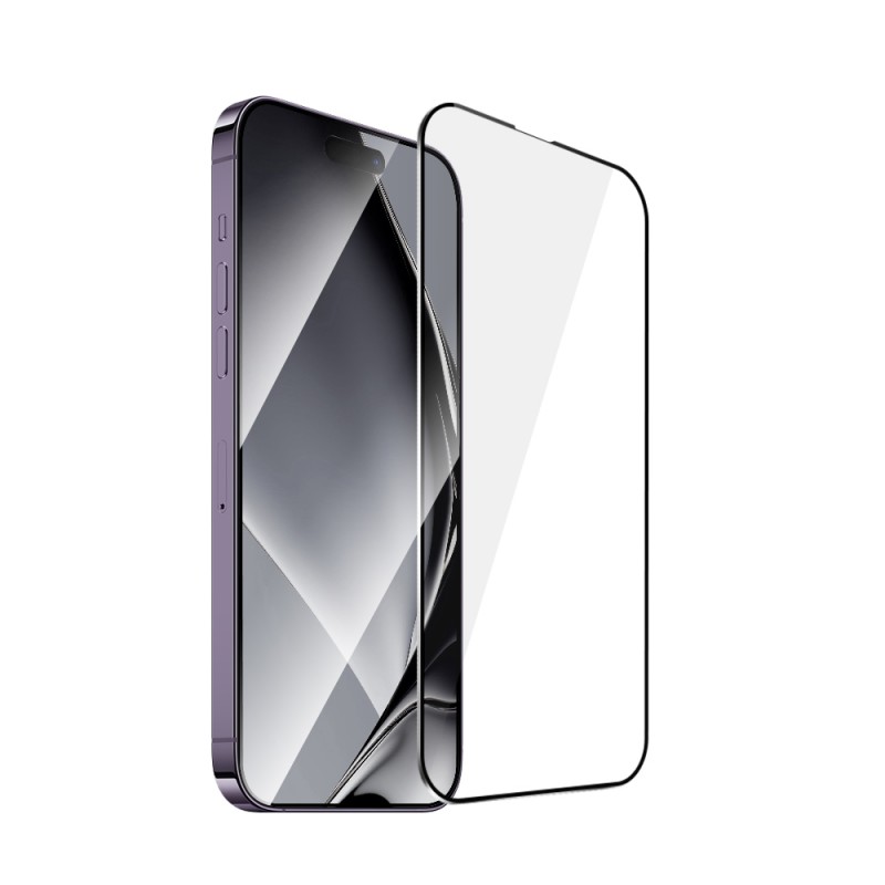 Закалено стъкло с метална рамка за iPhone 14 Pro Max 6.7" черна рамка