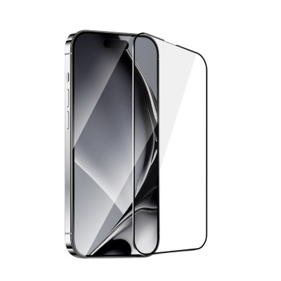 Закалено стъкло с метална рамка за iPhone 16 Plus 6.7" черна рамка