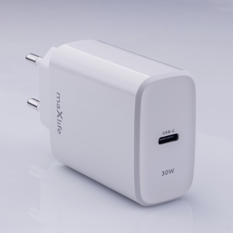 Maxlife PD QC MXTC-10-30C стенно зарядно 1x USB-C 30W бяло