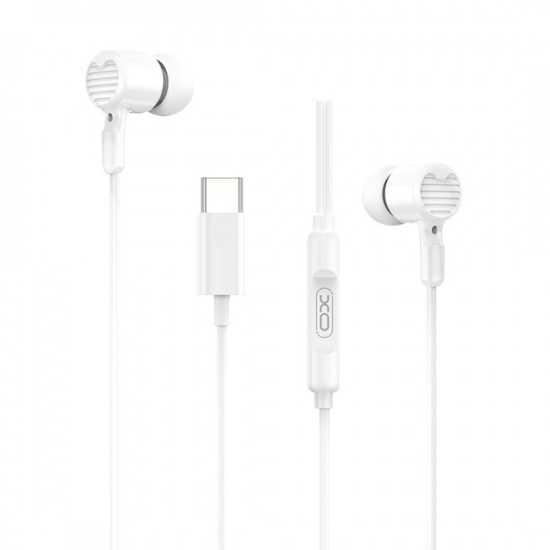XO кабелни слушалки EP81 USB-C тапи за уши бели