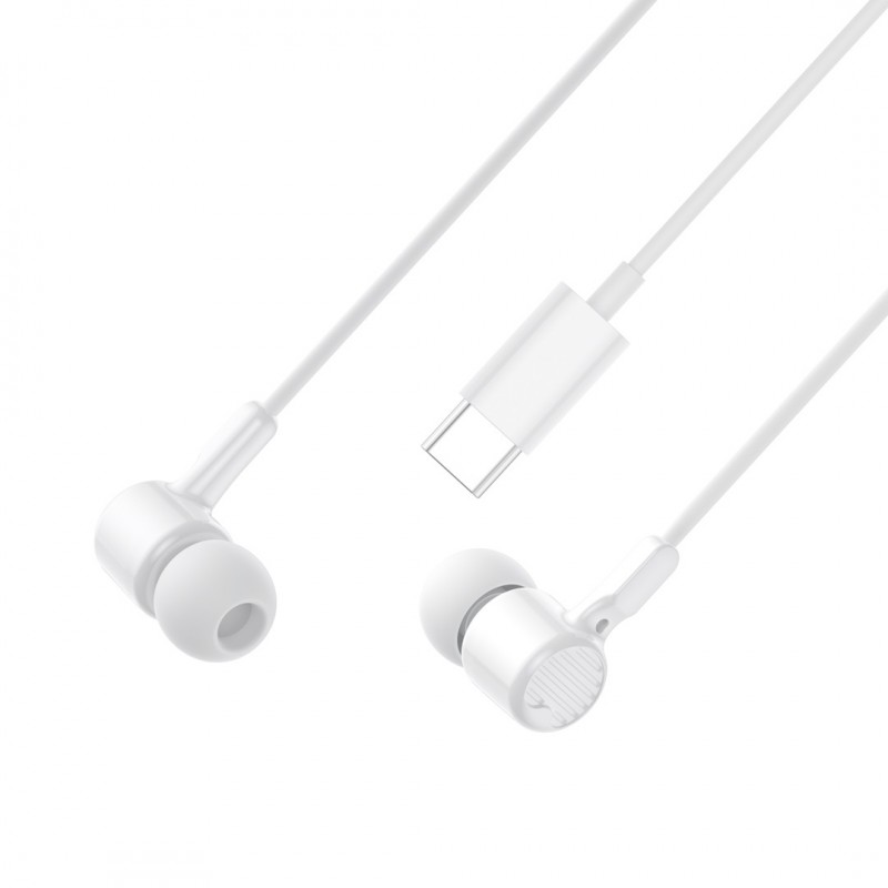 XO кабелни слушалки EP81 USB-C тапи за уши бели