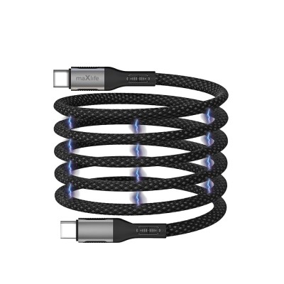 Магнитен кабел Maxlife MXUC-11 USB-C - USB-C 1,0 m 100W, черен, найлонов