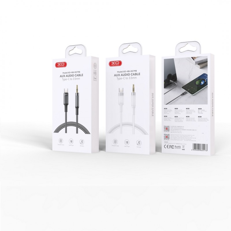 XO аудио кабел NB-R279B USB-C - jack 3,5mm 1,0m бял