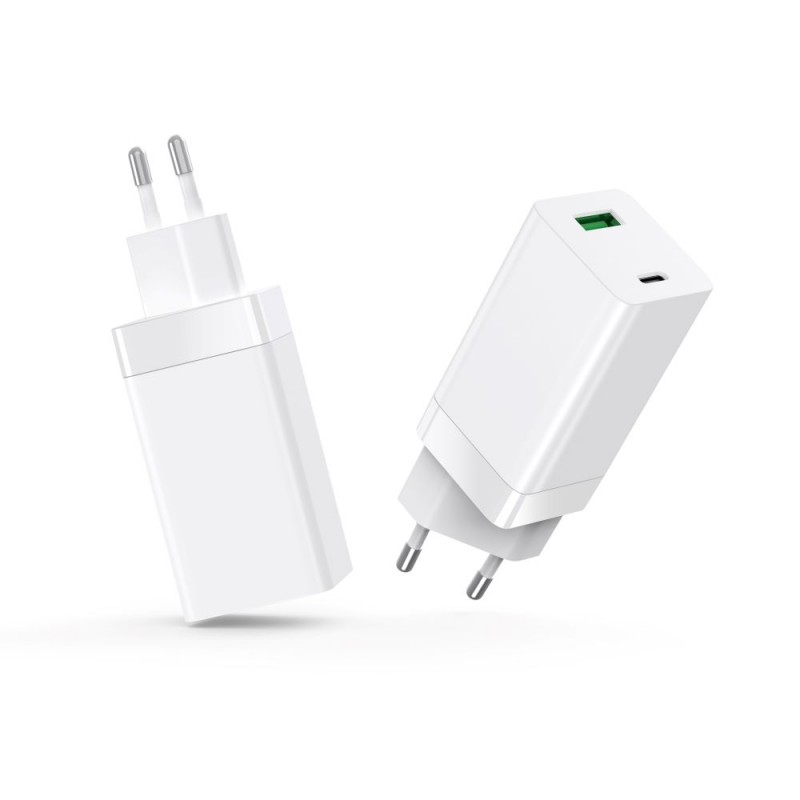 Setty GAN PD+QC USB + USB-C мрежово зарядно 65W LSI-02 бяло JO